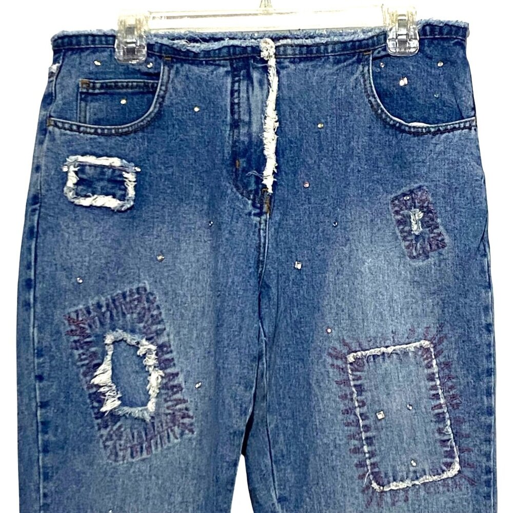 Carolina Blues Embellished Womens Jeans Size 12 Hippie Boho‎ Patchwork Vintage